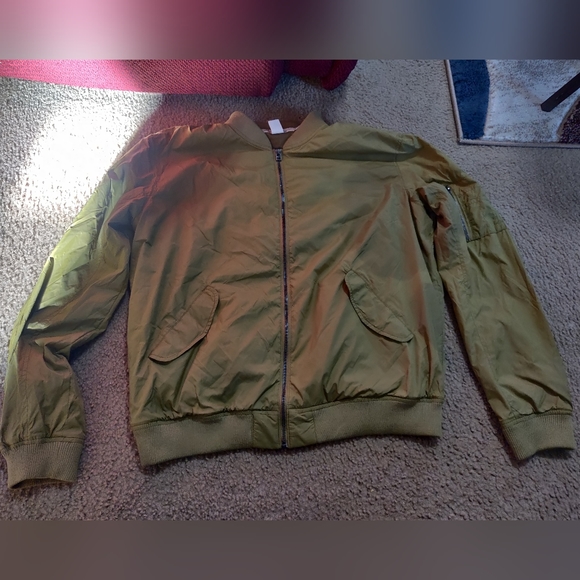 H&M Jackets & Coats Hm Logg Mens Green Flight Bomber Jacket Size Xl